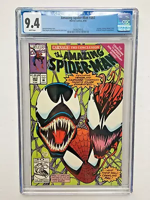 Buy Amazing Spider-Man #363 CGC 9.4 NM Carnage Venom Appearance WHITE PAGES 1st Own. • 36.03£