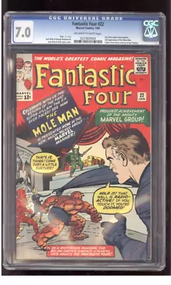 Buy Fantastic Four 22 CGC 7.0 2nd Appearance Mole Man Kirby Cover 1964 • 201.06£