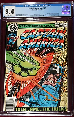 Buy Captain America 230 💎 Cgc 9.4 1979 White  Pages Stunning+incredible Hulk Falcon • 111.18£