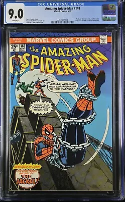 Buy Amazing Spider-man #148 CGC 9.0, White Pages, Jackal, Tarantula, Gwen Clone 1975 • 101.37£
