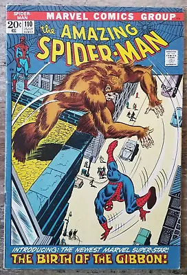 Buy Amazing Spider-Man #110 (1972), VF-  The Birth Of The Gibbon! • 67.18£