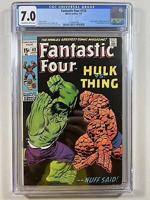 Buy Fantastic Four 112 (Marvel, 1971)  CGC 7.0 OWP-WP  **Hulk Vs. The Thing** • 240.31£