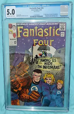 Buy Fantastic Four #45 CGC 5.0, OW/WH PAGES, 1st Black Bolt, Lockjaw, Free Shipping • 237.12£
