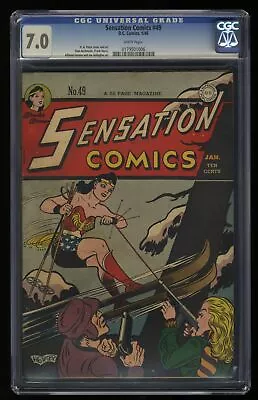 Buy Sensation Comics #49 CGC FN/VF 7.0 White Pages Wonder Woman Appearance! • 655.41£