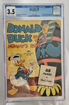 Buy Four Color #29 Dell 1943 KEY Carl Barks Donald Duck Mummy's Ring CGC 3.5 VG- • 1,576.84£