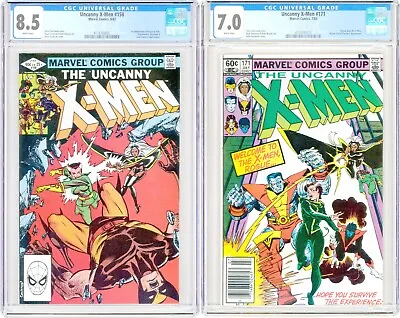 Buy 2 Slabs! Marvel UNCANNY X-MEN 1982-83 #158 CGC 8.5 + #171 CGC 7.0 ROGUE Key App • 128.68£