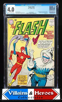 Buy Flash #134 ~ CGC 4.0 ~ 1st Ap Of Prof. Ira West ~ Captain Cold Cvr ~ D.C. (1963) • 64.27£