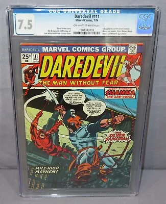 Buy DAREDEVIL #111 (Silver Samurai 1st Appearance) CGC 7.5 VF- Marvel Comics 1974 • 110.68£