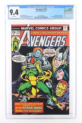 Buy Avengers #135 - Marvel Comics 1975 CGC 9.4 Origin Of Vision Revised. Ultron Appe • 143.11£