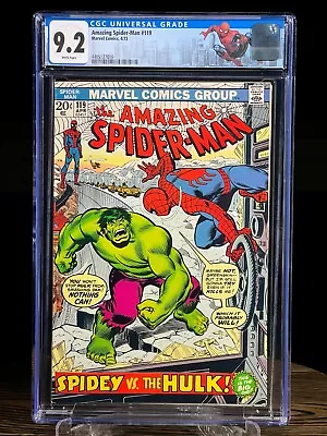 Buy AMAZING SPIDER-MAN #119 April 1973 CGC 9.2 Hulk Battle KEY ISSUE • 359.78£