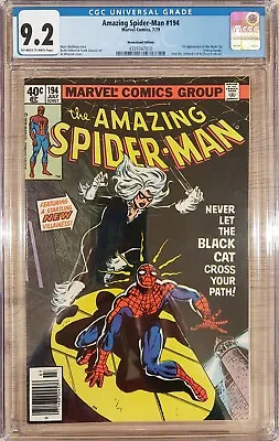 Buy Amazing Spider-Man #194 CGC 9.2 NEAR MINT - Marvel Comic 1979 First Black Cat • 385.98£