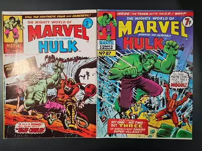 Buy The Mighty World Of Marvel Starring Hulk / Avengers #86 & #87 Marvel Uk 1974 • 0.99£