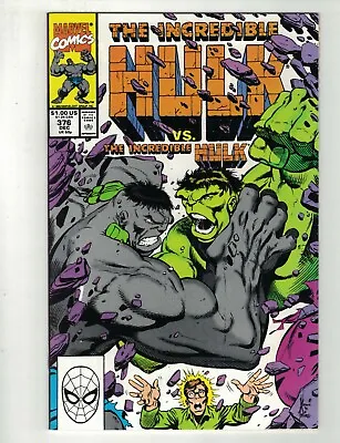 Buy Incredible Hulk #376-dec.1990-classic Grey Hulk Vs Green Hulk-1st.agamemnon-vf+ • 14.44£