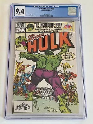 Buy Incredible Hulk #278 CGC 9.4 White Pages | Avengers, X-Men, Fanastic Four! • 46.07£