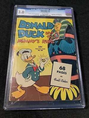 Buy Four Color #29 CGC 3.0 Dell 1943 2nd Carl Barks Donald Duck Mummy's Ring • 1,210.97£