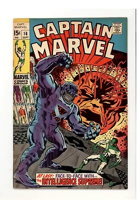 Buy Captain Marvel 16 F+ Fine+ 1st Appearance Supreme Sentry 1969 • 16.59£