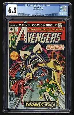 Buy Avengers #125 CGC FN+ 6.5 Off White Thanos Appearance! Marvel 1974 • 37.95£