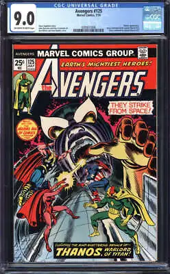 Buy Avengers #125 Cgc 9.0 Ow/wh Pages // Thanos Appearance Marvel Comics 1974 • 112.09£