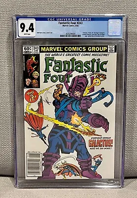 Buy Fantastic Four #243 CGC 9.4 NEWSSTAND, White Pages, Galactus, John Byrne, 1982 • 100.53£