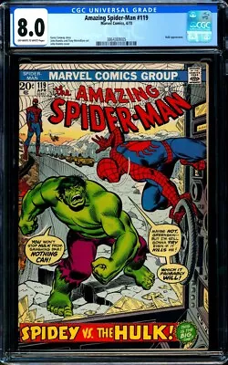 Buy Amazing Spider-Man #119 (1973) | CGC 8.0 OW/W | Spidey Vs. Hulk | Romita Cover • 196.86£