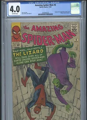 Buy Amazing Spider-Man #6 1963 CGC 4.0 (1st App Of Lizard)(Newton Rings On Cover)* • 789.92£