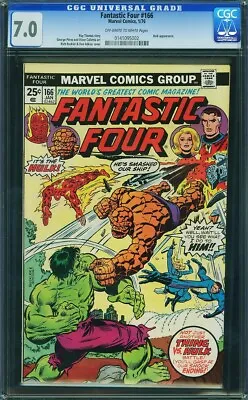 Buy Fantastic Four 166 (1976) CGC 7.0, Hulk Vs Fantastic Four • 102.11£