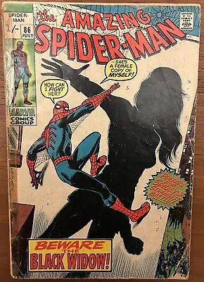 Buy Amazing Spider-Man #86 - Re-intro/Origin Black Widow. New Costume! (Marvel 1970) • 24.99£
