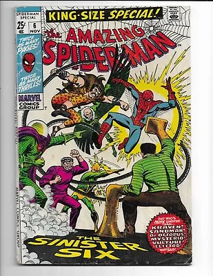 Buy Amazing Spider-man Annual 6 - Vg- 3.5 - Reprints 1st App Sinister Six (1969) • 72.39£