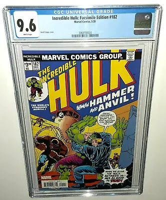 Buy The Incredible Hulk Facsimile #182 CGC 9.6 KEY ONE OF THE 1ST CAMEO OF WOLVERINE • 55.93£