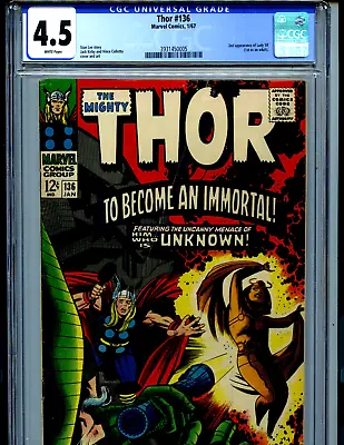 Buy Thor #136 CGC 4.5 Marvel Comics 1967 2nd Sif Jane Amricons K1 • 126.49£