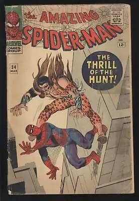 Buy Amazing Spider-man #34 Vs Kraven The Hunter Cover 1966 Marvel • 70.94£