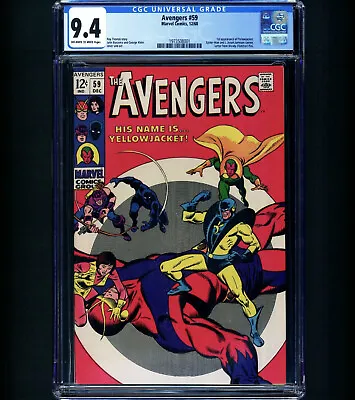 Buy Avengers #59 CGC 9.4 1st Yellow Jacket Appearance - Ant-Man Wasp Vision 1968 NM • 1,458.47£