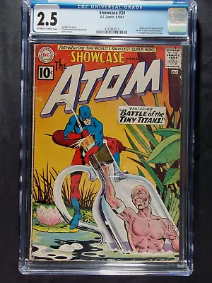 Buy Showcase #34 CGC 2.5 Origin 1st App. The Silver Age Atom Vintage DC Comics 1961 • 237.17£