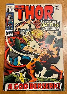 Buy Thor #166 Key Issue 2nd Full Warlock Battle Thor 1969 Kirby Stan Lee Marvel • 98.94£