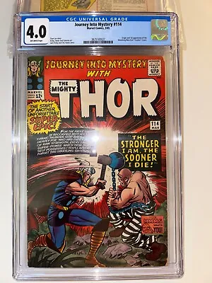 Buy Journey Into Mystery 114 CGC 4.0 Origin Of Loki 1st Thor Vs Hulk, King Laufrey • 119.88£