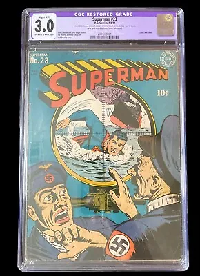 Buy Superman #23 CGC 3.0 DC 1943 Key Golden Classic War Cover Rare Off-WHT/WHT Pages • 1,027.38£