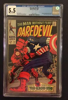 Buy DAREDEVIL #43 Comic Book CGC 5.5 CAPTAIN AMERICA Stan Lee 1968 Marvel Silver Age • 118.58£