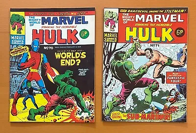 Buy Mighty World Of Marvel #70 & 71. RARE MARVEL UK 1974. 2 X FN+ Bronze Age Comics • 24.95£