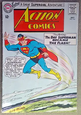 Buy Action Comics No.314 From 1964 . Superman Becomes The Flash ! • 3.75£