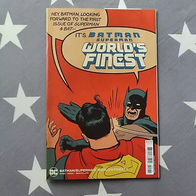 Buy Batman Superman Worlds Finest #1 1:25 Slap Variant F Cover Meme DC Comic • 42.92£