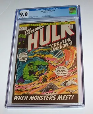 Buy Incredible Hulk #151 - Marvel 1973 Bronze Age Issue - CGC VF/NM 9.0 • 98.83£