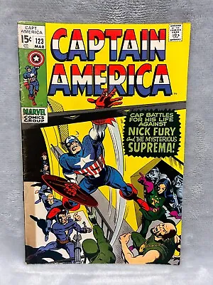 Buy Captain America #123 1st Appearance Of Suprema Marvel Comics FN • 9.65£