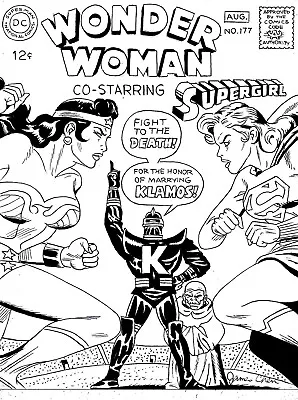 Buy Wonder Woman # 177 Vs Supergirl Cover Recreation Original Comic Art On Cardstock • 23.71£