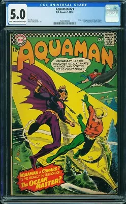 Buy Aquaman 29 Cgc 5.0 Light Tan Off White Pages 1st App Origin Ocean Master 1966 L7 • 207.21£