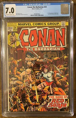 Buy Conan The Barbarian #24 CGC 7.0 1st Full App Of Red Sonja 1973 Marvel • 191.19£