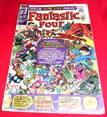 Buy 1965 Silver Age Marvel Comic FANTASTIC FOUR ANNUAL 3 'The Wedding Of Reed & Sue' • 38.59£
