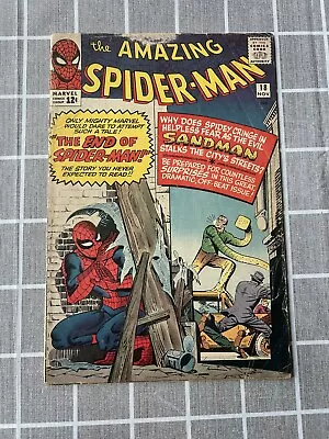 Buy Vintage The Amazing Spider-Man #18 Sandman & Fantastic Four, Fine Condition 1964 • 180.93£