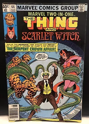Buy Marvel Two In One #66 Comic , Marvel Comics Newsstand ,  Thing Scarlet Witch • 5.85£