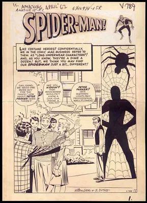 Buy Spider-man Repro 1962 Amazing Fantasy 15 Artwork . Marvel Comics • 19.99£