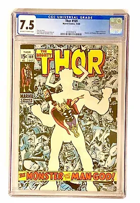 Buy Marvel THOR #169 1969 CGC 7.5 VF- 🔑 1st Mention Black Winter, Origin Galactus • 191.87£